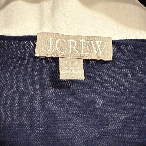J.Crew Halle Crewneck Merino Wool Sweater Navy Blue Size L - Picture 3 of 7